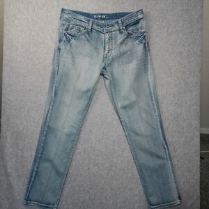 Flypaper Jeans Mens 36 Slim Light Wash Blue Denim Whiskered Faded Casual‎ Pants